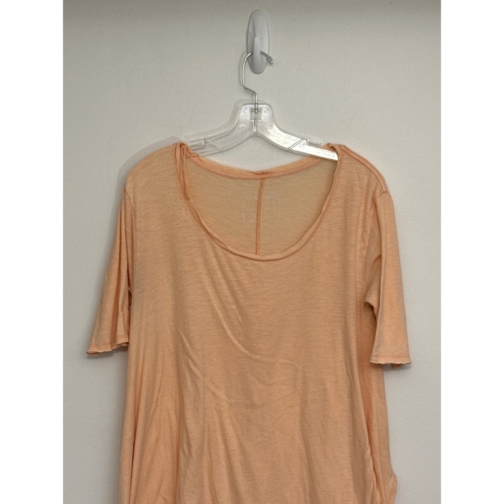 We The Free Free People Peach Cotton Slub Scoop Neck Layered Hem Tee M - Picture 8 of 8